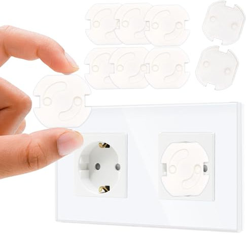 Plug Socket Covers 10 Pack, Child Safety Socket Locks with Adhesive and Wist Mechanism for Baby and Child