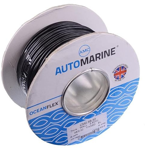 Black 2.5mm² Oceanflex Tinned Copper Cable 35/0.3mm 50M Automotive Marine Electrical