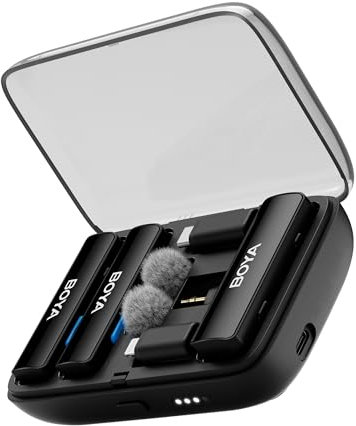 BOYALINK Wireless Lavalier Microphone for iPhone 15 Android USB C Smartphone Cameras DSLR Noise Cancellation, 30h Battery, Clip on Wireless Lapel Mic for Live Streaming, Video Conference, Recording