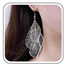 Aneneiceera Vintage Geschichtet Blatt Tropfen Ohrringe Hohlen Blatt Ohrringe Multi Blätter Quaste Ohrring Böhmen Blätter Ohrring Schmuck Für Frauen Und Mädchen (Silber)