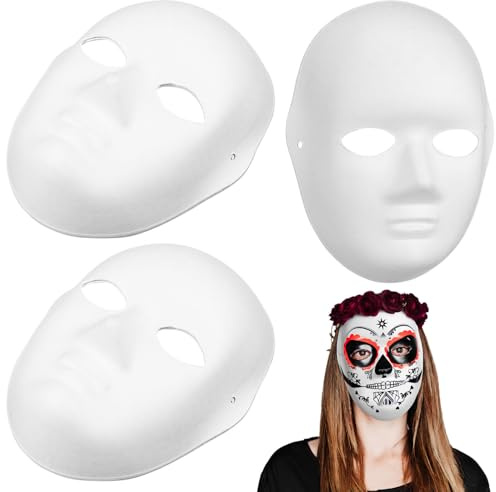 VICASKY 5PCS Papiermasken, Katzenmaske Weiße Masken Maskerade-Masken Halloween Kostüm Leere Weiße Partymaske Für DIY