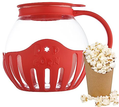 Generisch Mikrowellen-Popcorn-Maker, Rot, Borosilikat, PP, 2.13 Liter, Multifunktionaler Deckel, Glasbehälter, Doppelfunktionsdeckel, SRLRE5OA6VJY6J93D3