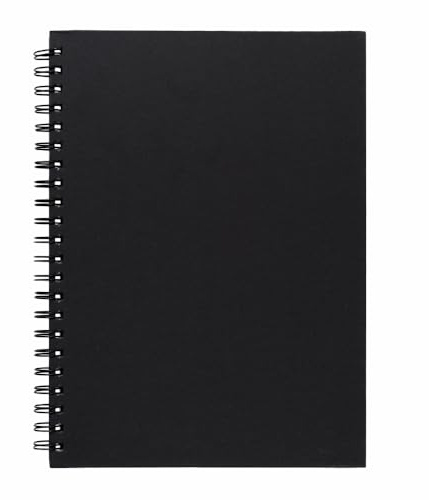 Hawksbill A4 Black Sketchbook 40Sheet/80 Page Hardcover Sketch Book 150GSM | Acid-Free, Spiral Bound, Recyclable & Premium Cartridge Paper for Home School Uni & Office Use