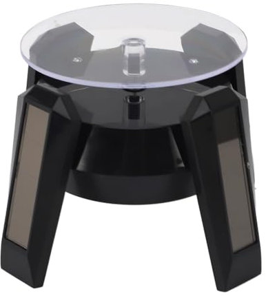 CDQL Placa Giratoria de Exhibición de Joyería Led, Soporte Giratorio con Energía Solar de Uso Versátil con Luz Led Azul para Reloj, Collar, Pulsera