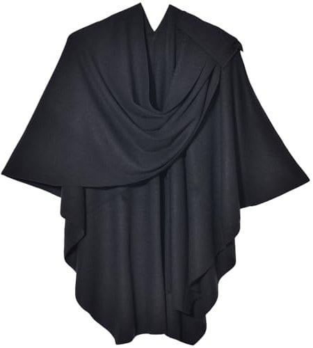 Damen Poncho Schal Cashmere Feeling Strick Cape Cardigan Für Frauen Geschenk Für Mutter (Schwarz)