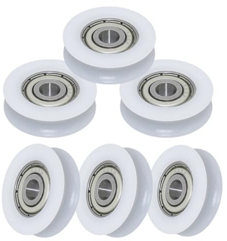 Pack 6 Uds. Rodamientos de 5x24x7 mm con Núcleo de Acero Inox para Puertas Correderas. Kit Ruedas para Puertas Mosquiteras, Ventanas, Cajones, Puertas de Aluminio y Armarios. (Blanco)