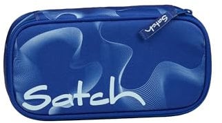 satch Schlamperbox extra groß inkl. Trennfach Reißverschlussfach Stiftehalter Geodreieck Sichtfenster für Stundenplan Vibrant Blue - Blau