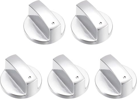 QUARKZMAN 5Pcs Manopole Per Stufa A Gas,8mm Manopole Sostitutive Universali Per Cucina,Interruttore A Superficie metallo Durevole Per Piano Cottura,Stufa A Gas E Vari Forni (Tono Argento)