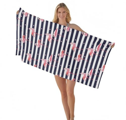 CAIRF Mikrofaser Strandtuch Rosa Flamingo,Hawaii Strandtuch Sommer Strandtücher,Damen Sporthandtuch,Bunt Badetuch,Reisehandtuch