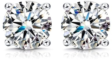 KRFY Orecchini Moissanite donna 1/2ct Brillante Taglio Rotondo D Colore VVS1 Orecchini uomo con Diamanti Creati 18K Placcato Oro Bianco Orecchini Moissanite in Argento con Parte Posteriore in Silicone