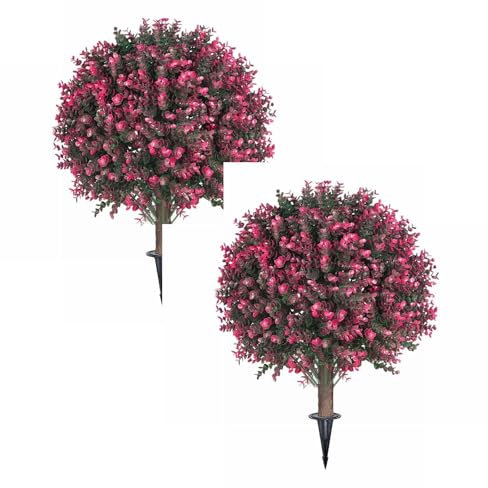 Xmiral Artificial Plants Outdoor Rose Boxwood Topiary Bush For With Ground 22 Faux Greenery Shrubs Garden Yard Porch Holiday Cards for Kids (Green*2, One Size*2)