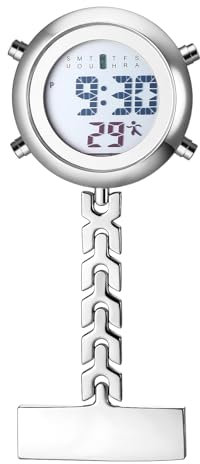 Avaner Reloj de enfermera digital con clip multifuncional: reloj digital para trotadora, práctico de metal, con calendario, alarma, cronómetro, regalo para enfermera, médico, personal médico