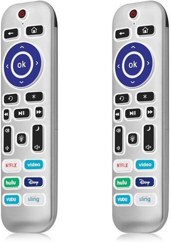 2 Pack Backlit Remote Control Only for Roku TV, Fit for TCL/Onn/Hisense/Element/Sharp/Philips/Westinghouse/Insignia/JVC/RCA/Hitachi/Sanyo Roku Series TVs (Not for Roku Stick and Box)-Silver