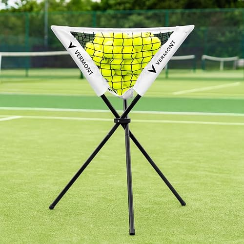 Vermont Portable Pop-Up Ball Caddy – Lightweight Folding Storage Basket for Tennis, Cricket, Baseball & Multi-Sport Training – Holds Up to 80 Balls