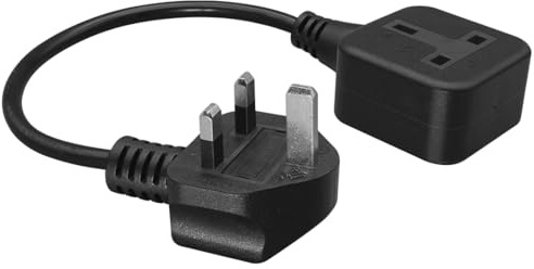 TEWOXIN UK Plug Extension Lead, 0.3M Short Power Cable, 13A BS1363, for Neat TV Wall & PC Desk Cable Management, Close-to-Wall Use (0.3M/0.98ft UK Power Extension Cable)
