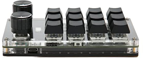 UPALDHOU Teclado de Juego Programable con 12 Botones 2 Botones para Office Media Blue Switch (Black)