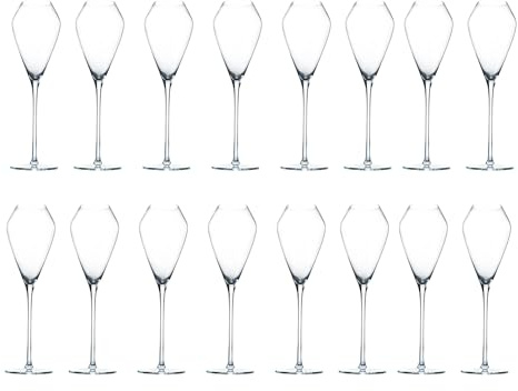 Katie Jayne Signature 285ml 'Tulip' Champagne Flutes Set of 16 (4 Boxes) | Mouth-Blown Glassware Set for Prosecco & Cocktails | Flute Glasses for Weddings & Home Bars | Gift-Boxed Drinking Glasses