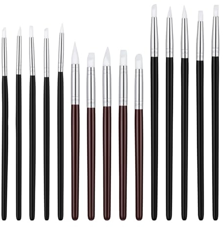 15 Stück Silikonpinsel Malen Gummipinsel Malen Nach Zahlen Pinsel Silikon Set Modelliermasse Modelier Töpfer Werkzeug Shaper Modellier Werkzeug Gummi Ton Werkzeugs Für DIY Schnitzen Kunstwerke