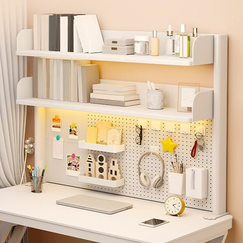 JHDXL Schreibtischregal Metallrahmen, 3-stufiges Verstellbares Schreibtischorganizer, Bücherregal mit Lochwand, für Büro/Zuhause/Lernzimmer/Gaming-Setup(60 * 95cm/24 * 37.4in)