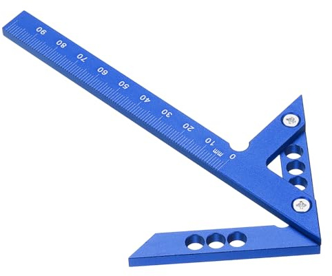 sourcing map Center Positioning Ruler Aluminum Alloy Metric Center Finder Woodworking 45 Degree Angle Marker Precise Measurements Tool for Woodworking Measuring and Drawing, Blue