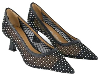 George Watts N214-104 Damen Klassische Pumps Leder und Textil | Pumps, Steinchen, Schwarz, Strasssteine, Damen, Schuhe