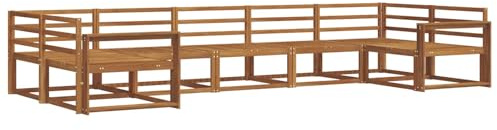 vidaXL Outdoor-Sofagarnitur 7 pcs Natur Massivholz Akazie, Modernes Outdoor-Sofa-Set, stylische Gartenmöbel, Lounge-Sitzgruppe für Garten und Poolbereich zum Entspannen