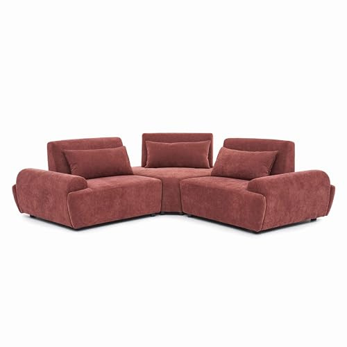 Oviala Ecksofa, modular, 3-Sitzer, verstellbare Rückenlehne, 231 cm, Rot