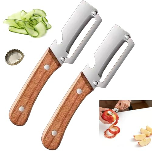 2 Pezzi Pelapatate Multifunzionale, Pelapatate da cucina multifunzione professionale 2 in 1, Pelapatate multifunzione in acciaio inossidabile con apribottiglie, un buon aiuto in cucina (2 Pcs)