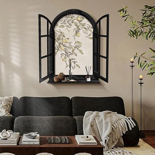 Decorazione da parete 3D LED, scultura murale finestra finta con luce calda, quadro effetto aperta, decorazione moderna per soggiorno, camera letto, sala pranzo(C,40x60.5CM)
