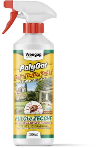 Insetticida Spray Anti Pulci e Zecche, Elimina Pappataci e Insetti, Rapida Azione Abbattente e Repellente Antizecche, Antipulci Casa, Giardino, Cucce e Stalle Interno ed Esterno, Pronto all'Uso 500 ml