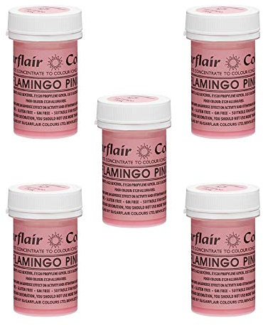 Sugarflair Spectral Flamingo Pink Food Colouring Paste, Highly Concentrated for Use with Sugar Pastes, Buttercream, Royal Icing or Cake Mix, Vibrant Colour Dye - 25g (Pack of 5)