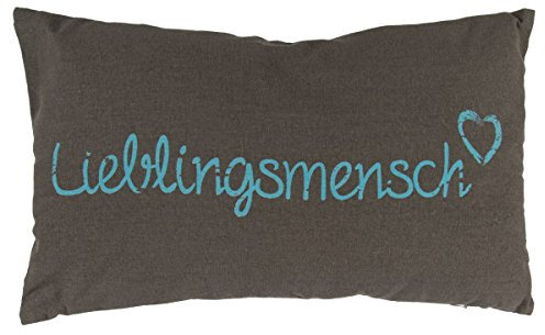 ootb Kissen Lieblingsmensch, mit Blauer Schrift & Reissverschluss, 100% Baumwolle, ca. 30 x 50 cm, 300 g Füllgewicht #190273