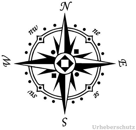 Kompass Aufkleber in 20x20cm oder 30x30cm Windrose Aufkleber für Caravan Wohnmobil Wohnwagen Auto oder als Wand Tattoo (94/5) (30x30cm, weiß Glanz)