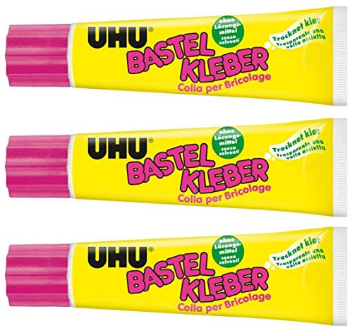 UHU 47735 - Bastelkleber, Tube mit 90 g (90g, Bastelkleber, 3 Tuben)
