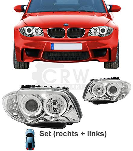 Scheinwerfer Set Satz Angel Eyes E81 E82 E87 E88 Bj. 2004-2011 klar chrom