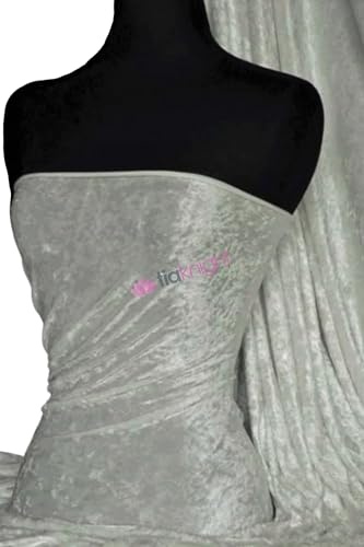 Crushed Velvet Stretch Material | Soft Furnishing, Craft Velour & Dressmaking Fabric | Same Day Dispatch | Sold By The Metre | By Tia Knight Q156 (Silver)