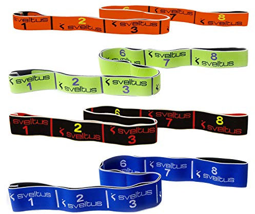 sveltus Elastiband Kombi mit 4 verschiedenen Stärken Training Kraft Functional
