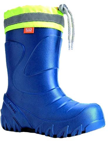 DEMAR Eva federleichte Kinder Gummistiefel mit Stulpe gefüttert Mammut-S (24/25, Metallic Blau)