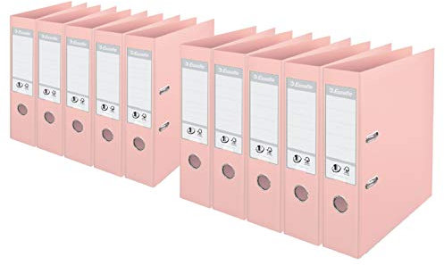Esselte 10er Pack Plastik Ordner Standard, DIN A4 (10 Ordner | Breit, Pfirsich)