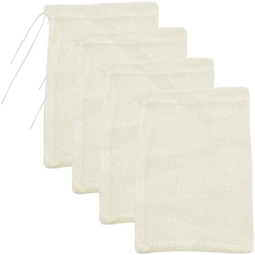 AOUXSEEM 4 Pack Cheesecloth Bags for Straining,Reusable Cold Brew Coffee Cheese Cloths Strainer,Large Nut Milk Tea Juice Bag,100% Natural Cotton Fine Mesh Filter Bags(X-Small,4x6)