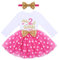 Kleinkinder Mädchen Mein Zweiter 2. Geburtstag Kleid Baumwolle Langarm Gepunktet Tutu Tüllkleid A-Linie Prinzessin Partykleid mit Pailletten Schleife Stirnband 2tlg Set Fotoshooting Outfit Rose 2J