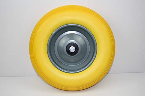 HKB® PU Schubkarrenrad mit Achse und Distanzstücken. Staub sowie Wassergeschützt 4.80/4.00-8 Stahlfelge, Kugellager, pannensicher