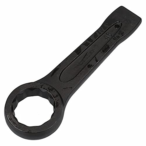 TOP-VIGOR 27 mm Slogging Ring Spanner Striking Straight Handle Box End Wrench Metric Single Ring Flat Spanner Slogging Wrenches for Various Hex Head Bolt