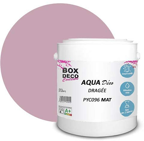 BOX DECO COULEURS Peinture murale acrylique aspect mat Aqua Déco - 2,5L, Rose Dragée