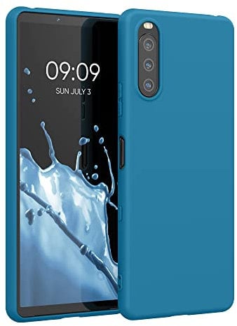 kwmobile Hülle kompatibel mit Sony Xperia 10 III Hülle - weiches TPU Silikon Case - Cover geeignet für kabelloses Laden - Karibikblau
