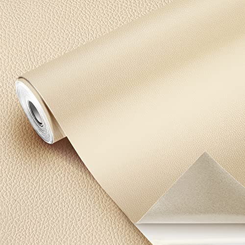 GELAISI Kunstleder Selbstklebend 40*300cm Beige Leder Patch Kit Selbstklebende Lederflicken,Lederoptik Folie Dekofolie Möbelfolie Tapeten Lederreparatur Polster für Schrank Ledertasche Autositz Sofa