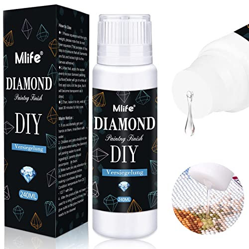 Mlife Diamond Painting Versiegelung -240ml,Durchsichtig, Diamond Painting und Diamond Painting Zubehör - Diamond Painting Kleber- Für strahlend glitzernde Bilder & festen Halt deiner Steinchen