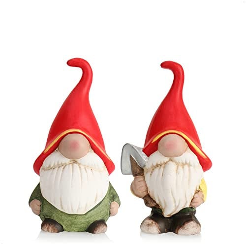 com-four® 2X Wichtel aus Keramik - Gartenzwerge zum Hinstellen - Deko-Zwerge für innen und außen - niedliche GNOME als Garten-Dekoration [Auswahl variiert] (2 Stück - 20cm)