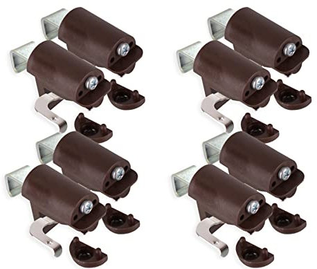 KLEMMFLEX Klemmhalter für Jalousien, Jalousie Halterung ohne Bohren, zum Klemmen, 8 Stück, braun, Stabiler Klemmträger mit Metallbügel, verstellbar von 4-25 mm, für Fenster und Balkontüren