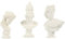 Sewroro 3Pcs Klassische Mini Griechische Büstenkopf Berühmte Skulptur Putz Büste Statue Harz Skulptur Figur für Künstlerskizze Zeichnen Foto Requisiten Weiß Weiß